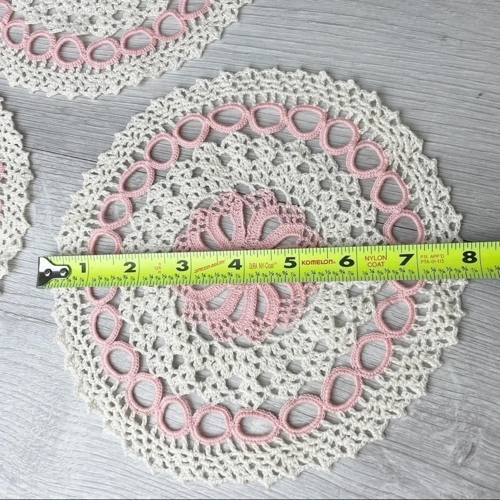 Vintage Handmade Crochet Coasters Dollies Set of 2